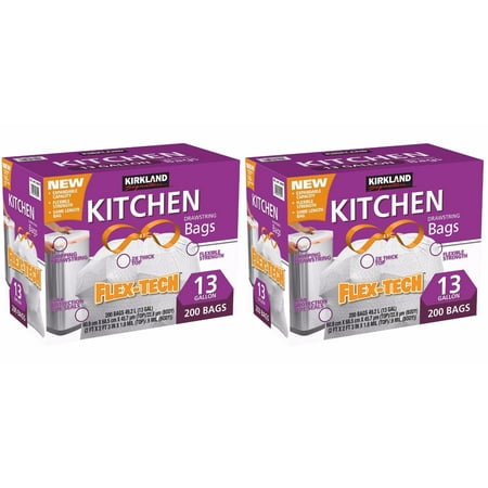 2 Kirkland Signature Drawstring Kitchen Trash Bags 13 Gallon 200