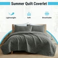 thumbnail image 2 of THD Lenny - 3 Piece King Size Quilt Set, Lightweight King Bedspread Coverlet Set (King, Charcoal Grey), 2 of 6