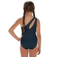 thumbnail image 2 of SEANATIVE Girls One-Piece Bathing Suit with Mesh Wrap Skirt Swimsuit Back Cutout Design Swimwear Trendy Swimsuits for Teen Kid Young Girls, Size 11-12, Pink Hibiscus Flower Dark Teal, 2 of 7