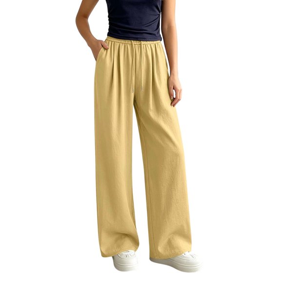 BUIGTTKLOP Pants for Women High Waisted Palazzo Pants Wide Leg Casual Lounge Trousers with Pockets