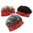 thumbnail image 7 of Jiibva Men Wig Hat, Fake Hair Hat for All Ages Flame Knitted Hat with Hair Attached Funny Short Hair Wig Headband Novelty Hat with Wig Spiked, 7 of 7