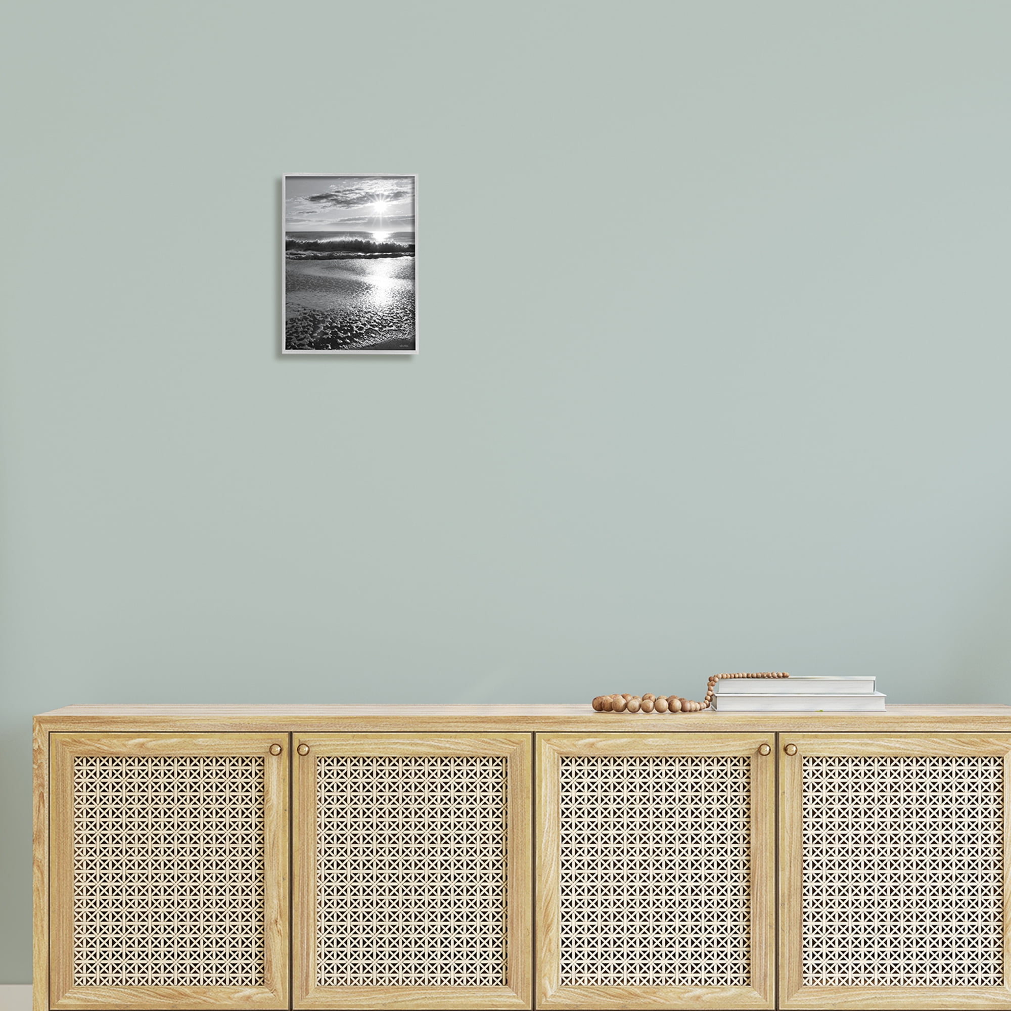 Stupell Shining Sun Beach Foam Reflection Landscape Photography Gray Framed Art Print Wall Art