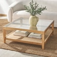 thumbnail image 2 of SAFAVIEH Couture Nicolella Contemporary Tempered Glass Coffee Table, Natural, 2 of 11