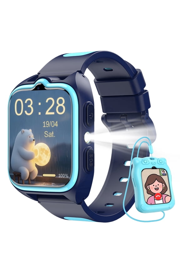 1.75" Kids Smart Watch for Boys & Girls - 32 Learning Games, Music Player, Pedometer, IP68 Waterproof, Habit Tracker, Alarm & Calculator (Blue)