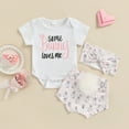 thumbnail image 5 of Infant Baby Girl Easter Outfits Short Sleeve Romper + Bunny Tail Shorts + Headband Set 0-18M, 5 of 6
