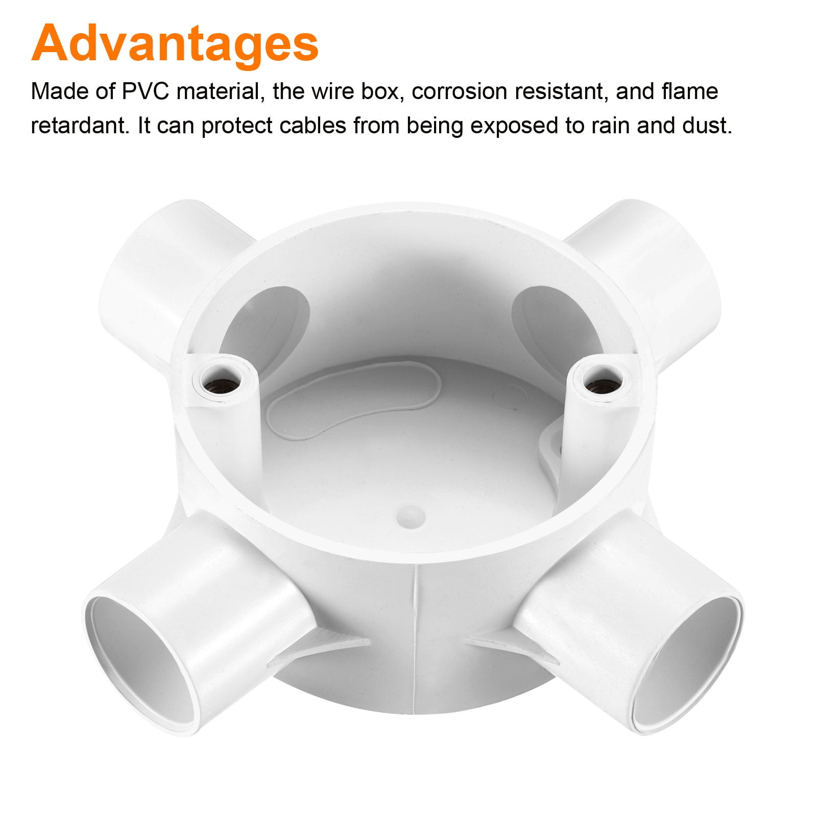5Pcs Conduit Box Junction Box 4 Way 20mm with Cover, M4 Screws for Hose