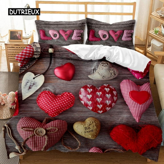 Festival Duvet Cover Set Valentine's Day Print Bedding Set Couple tic Polyester Quilt Cover for Love