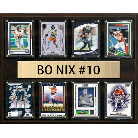 Bo Nix Denver Broncos Plaque 8 Cards 2025 2024 Donruss Prizm SCORE Mosaic 12x15