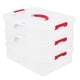 thumbnail image 1 of Caja de almacenamiento de plástico transparente de 3 niveles con asa y apilable, 1 of 6