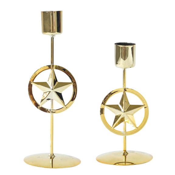 Fzaqwen 2Pcs Christmas Candle Holder Candles Stand Romantic Wedding Iron Candlestick Candelabra for Party Anniversary Home Decoration Star
