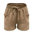 thumbnail image 4 of TRUBKH Womens Bermuda Shorts Women's 2 in 1 Running Shorts Drawstring Elastic High Waist Athletic Workout Gym Shorts Lightweight Summer Shorts Plus Size Workout Shorts Hiking Cargo Shorts Khaki S-3XL, 4 of 5