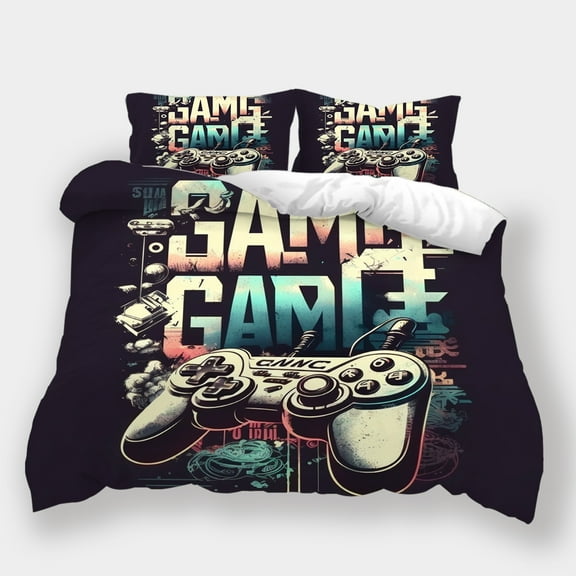 2/3pcs Comforter Cover Set Teen Adult Fashion Bedding Set Game Handle Printed Bedspreads,Full (80"x90")