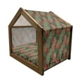 thumbnail image 2 of Christmas Pet House, Abstract Pines with Swirls Dots Lines Design Patchwork Style Print, Outdoor & Indoor Portable Dog Kennel with Pillow and Cover, 5 Sizes, Dark Coral Dark Green, by Ambesonne, 2 of 5