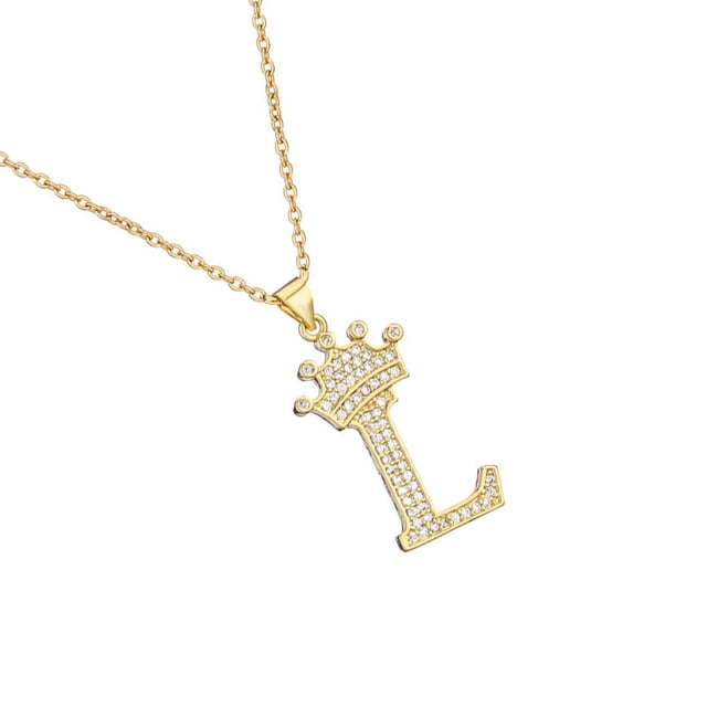 Jumpingount InitialNecklacePendantEnglish Letter A to Z Modern Jewellery Birthday Crystal Charm Valentine'sDay Chain Ropa, zapatos y accesorios Miscelánea L 1
