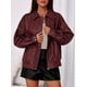 thumbnail image 2 of Abrigo PRETTYGARDEN Chaqueta Bomber de Cuero Sintético Vino Tinto L, 2 of 8