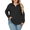 Black, variant on NISVIYA Oversized Workout Shirts for Women Casual Solid Color Tops Fashion Ribbed Blouses Basic Classic Lapel V Neck Sweaters