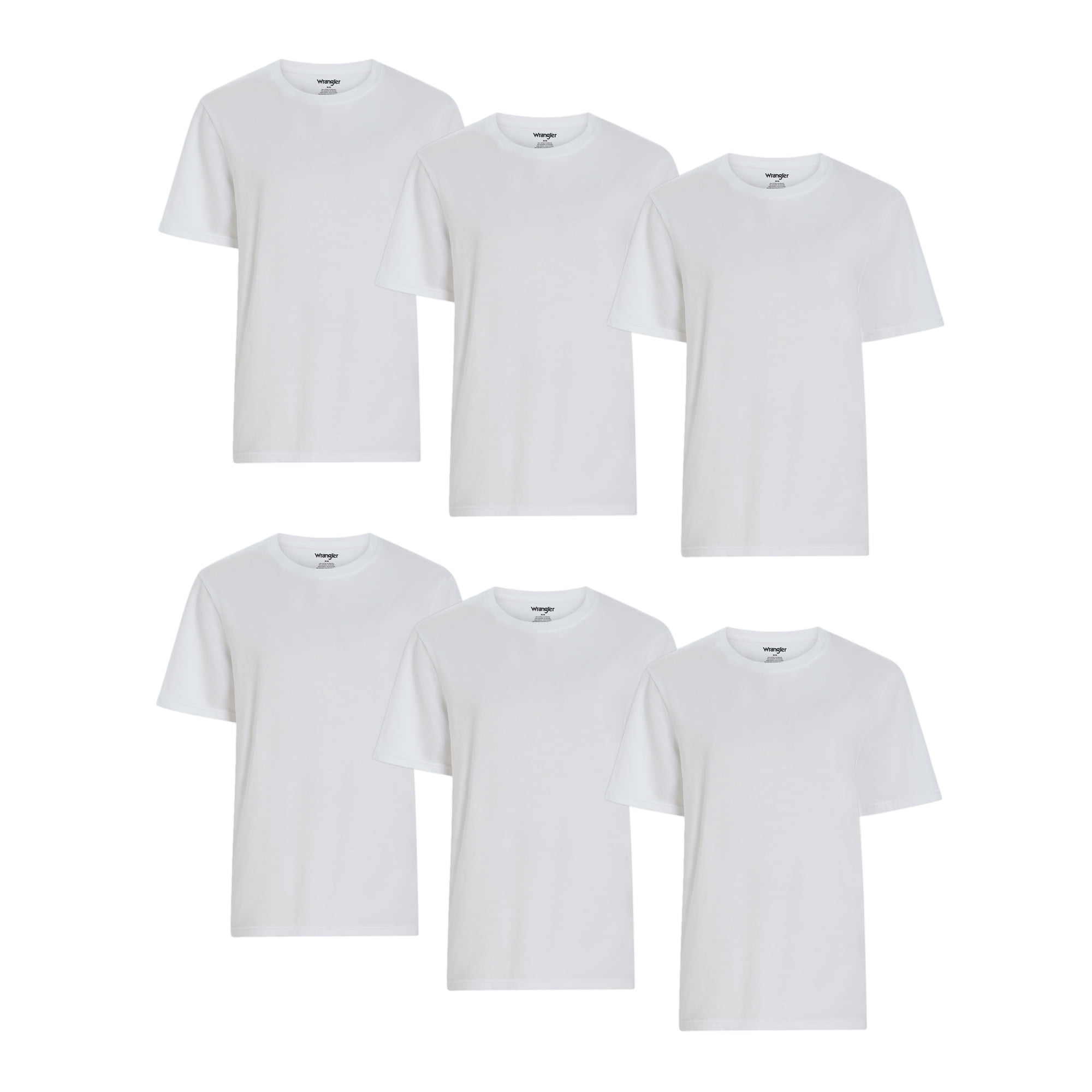 Wrangler Crew Neck Cotton Stretch Soft Undershirts for Men, 6-Pack (S-3XL)