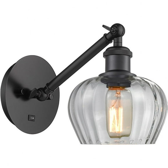 317-1W-BK-G92-LED-Innovations Lighting-Fenton - 1 Light Wall Sconce In Art Nouveau Style-9.88 Inches Tall and 6.5 Inches Wide Matte Black Clear