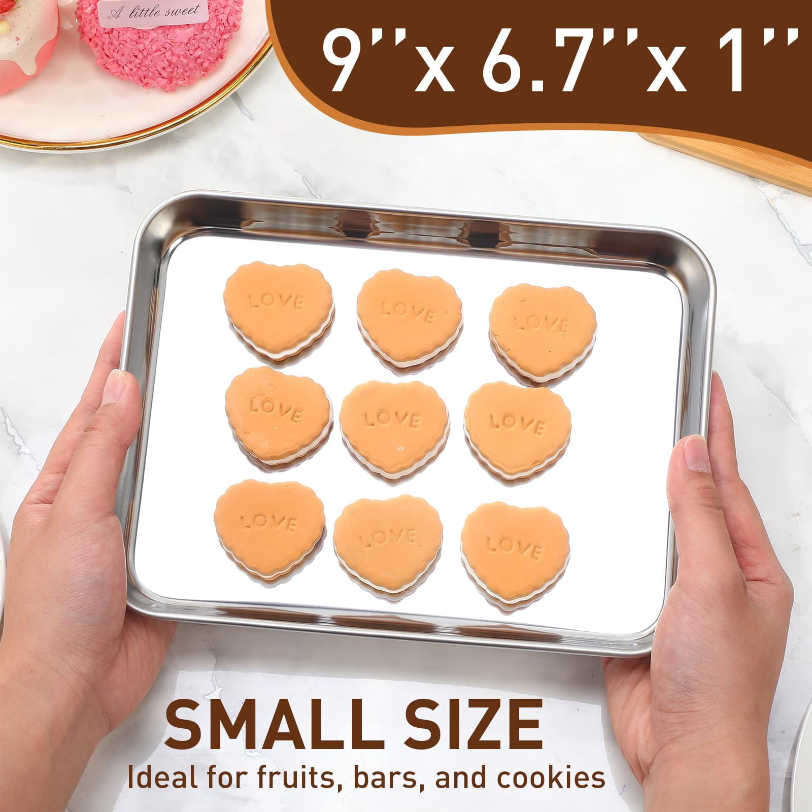 Stainless Steel Baking Sheet Pan Set 9 x 6.7 x 1 Inch 24 Count For Oven Toaster Use