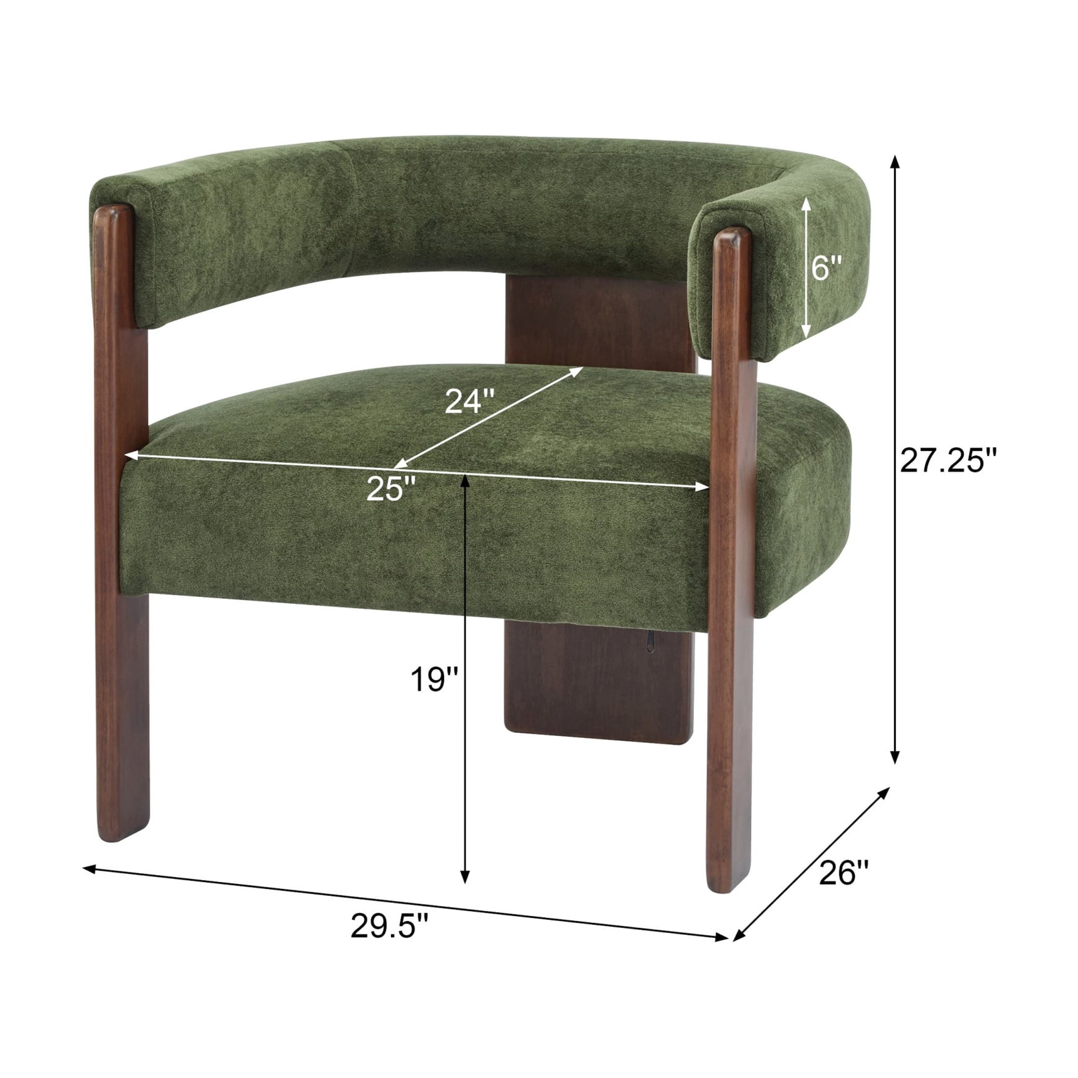 Christopher Knight Home Modern Velvet Upholstered Accent Armchair with Barrel Back, Wood Legs, Olive Green, Set of 2