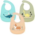 thumbnail image 1 of Conjunto de 3 baberos de silicona para bebés baberos de silicona impermeables para alimentación Afortunado Sencillez, 1 of 5