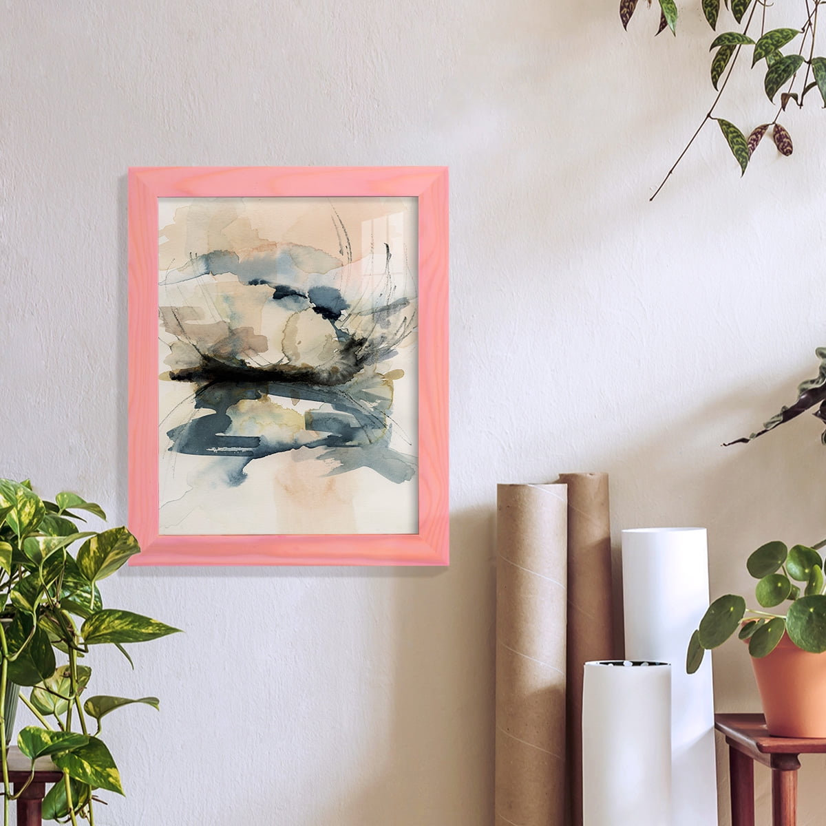 Winter Shoal I - Framed Print w/glass - Sunset Pink