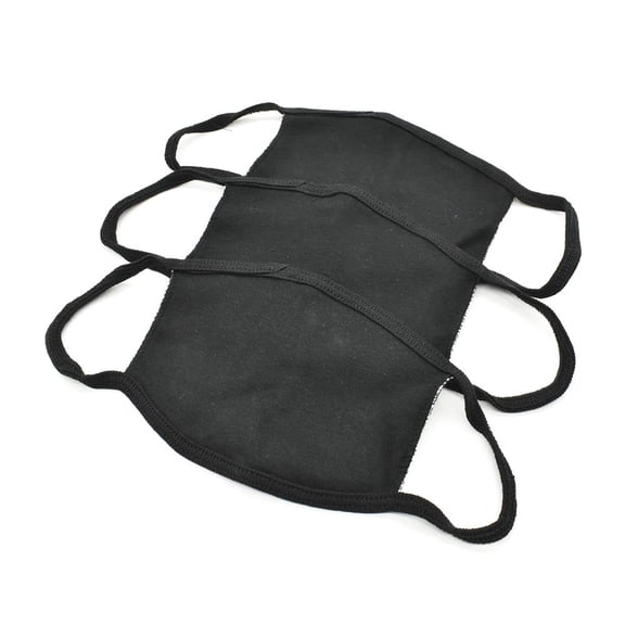 Interstate Safety 40363 Reusable Unisex Face Mask with Round/Ear Loop - 100% Cotton (BLACK) - 3/Pack