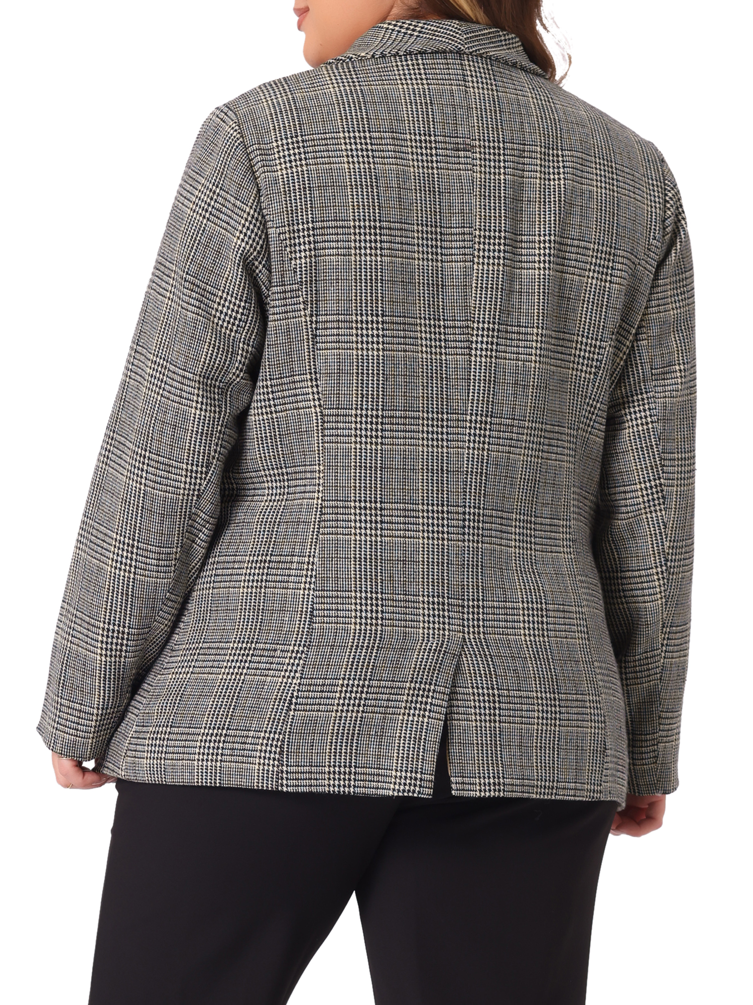 DARING DIVA Women's Plus Plaid Lapel Jacket Work Single Breasted Blazers Black Brown 4X