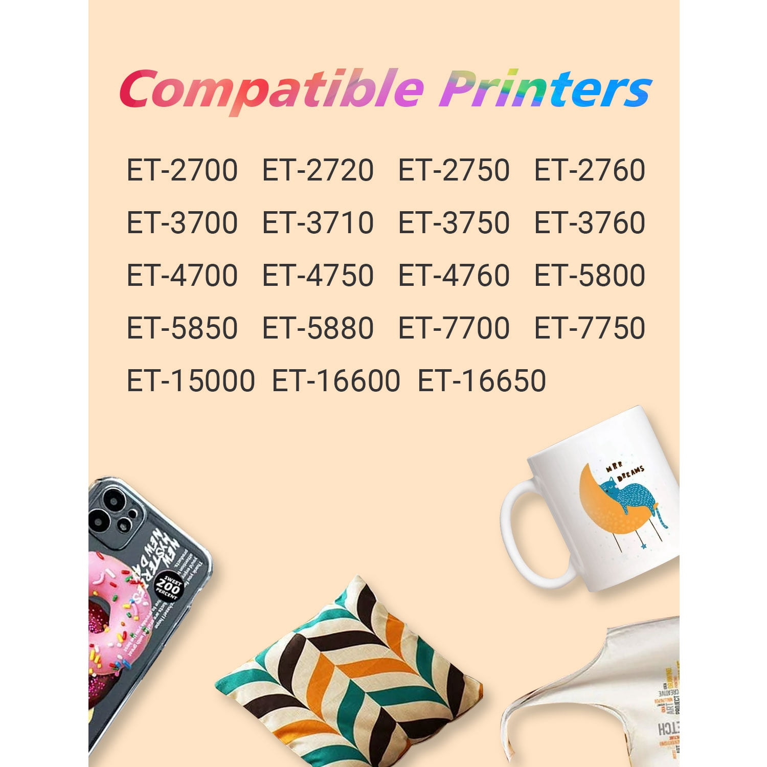 Hiipoo Sublimation Ink 2000ml Refill Bottles, Compatible with ET2760/ET2720/ET2803 & WF7710/C88/C88+ Printers, Heat Transfer for T-Shirts, Mugs, Plates, DIY Gifts (BK/C/M/Y)