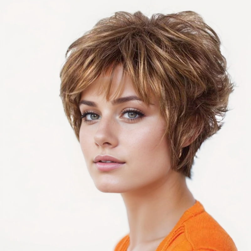 Popular women's short hair curly wig high temperature wire simulation wig natural and lifelike