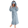 thumbnail image 3 of Women's Plush Hooded Fleece Bathrobe with Pockets and Eye Mask Winter Warm Fuzzy Flannel Robe Spa Kimono Full Length Shower Robe Soft Nightgown, 3 of 8