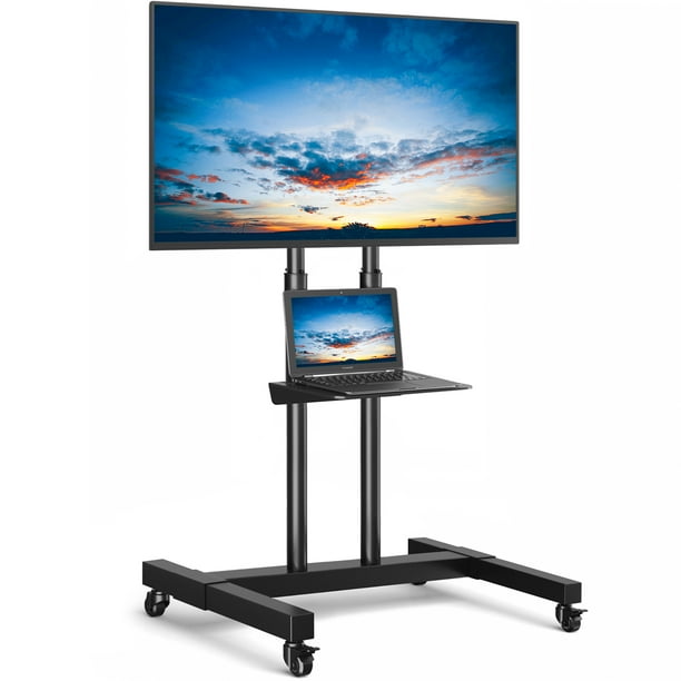 Mobile TV Cart Stand for 55 to 70 inch Flat Panel Screen TVs, Black