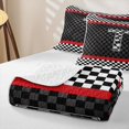 thumbnail image 4 of Homewish Racing Flag Quilt King for Boys, Monogrammed T King Coverlet Set, 4 of 7