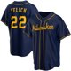 thumbnail image 1 of Nuevo Uniforme De Béisbol Cardigan Brewers Baseball #22 Yelich Summer Sportswear Azul Oscuro-L (44), 1 of 2