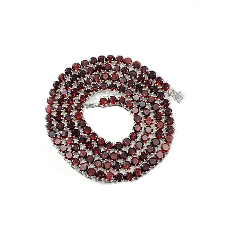 Red Garnet Tennis Chain Dainty Tennis Necklace 3 mm Round Garnet Tennis Chain January Birthstone Necklace Natural Garnet Round Necklace For Her
