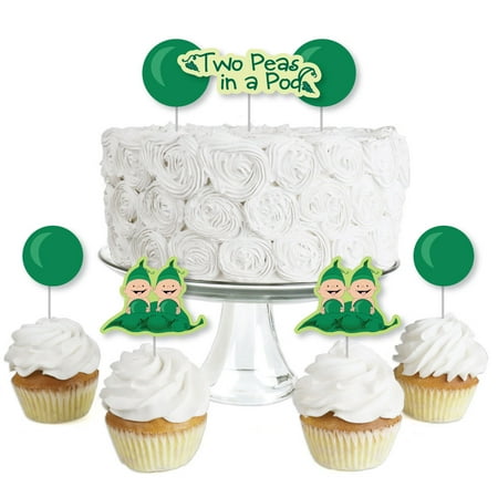 - Twins Two Peas in a Pod - Dessert Cupcake Toppers - Baby Shower or First Birthday Party Clear Treat Picks - Set of 24