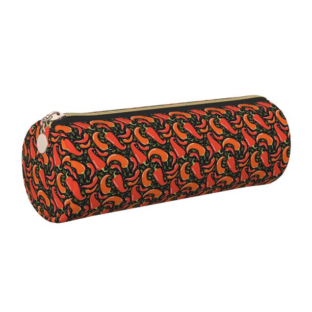 Disketp Red Hot Chili Estuche Organizador de Lápices de Cuero, Estuche de Oficina con Cremallera para Bolígrafo y Lápiz
