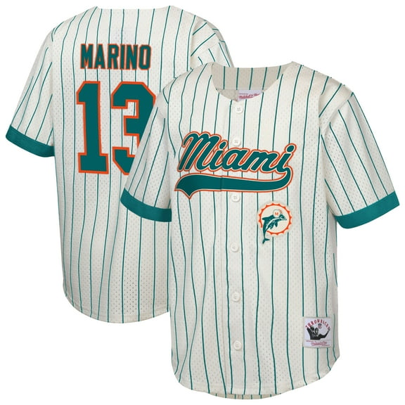 Youth Mitchell & Ness Dan Marino Cream Miami Dolphins Retired Player Name & Number Baseball Jersey