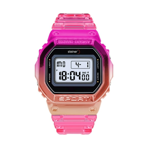Reloj Digital Retro Tornasol Steiner Correa de Plástico 5 Atm Rosa