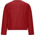 thumbnail image 7 of Ticikt Girl's Sequin Elegant Short Satin Jacket Long Sleeve Open Front Party Sparkly Cropped Cardigan Glitter Shiny Jackets,Color:Red, 7 of 7