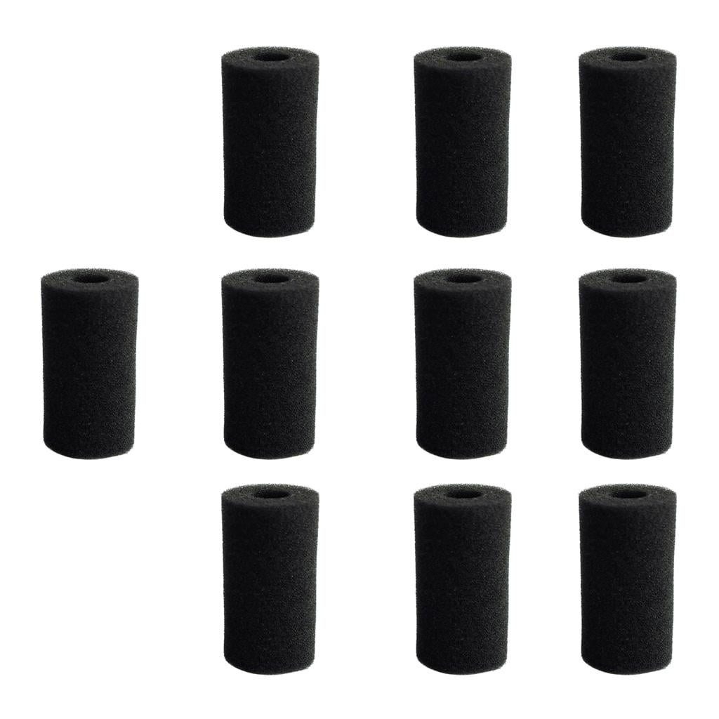 EHJRE 10 Pieces Useful Aquarium Ask Tank Filter Sponge Pad Black 4x8 Cm Hole 1.5