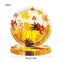 Fall Pumpkin Paper Plates, Maple Leaves Dessert Plates, Cake Salad Fruit Paper Plates, Disposable Autumn Harvest Theme Dinning Plates, Thanksgiving Tableware, Party Supply, BBQ Picnic Favor