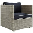 thumbnail image 5 of Modern Contemporary Urban Outdoor Patio Balcony Garden Furniture Lounge Sectional Sofa Set, Sunbrella Rattan Wicker, Navy Blue Light Gray, 5 of 6