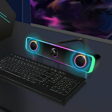 Computer Speakers - Wired USB Powered Bluetooth Computer Sound Bar with RGB & Volume Knob, HiFi Stereo Portable Gaming Sound Bar Speaker for Desktop Monitor, PC, Laptop, Tablets, Mac Air/Pro