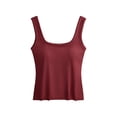 thumbnail image 4 of ChoXxx Women's Built In Bra Tank for Workout Dressy Slim Fit Ribbed Padded Camisole Red M, 4 of 5