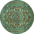 thumbnail image 1 of Ahgly Company Indoor Round Persian Turquoise Blue Traditional Area Rugs, 6' Round, 1 of 4