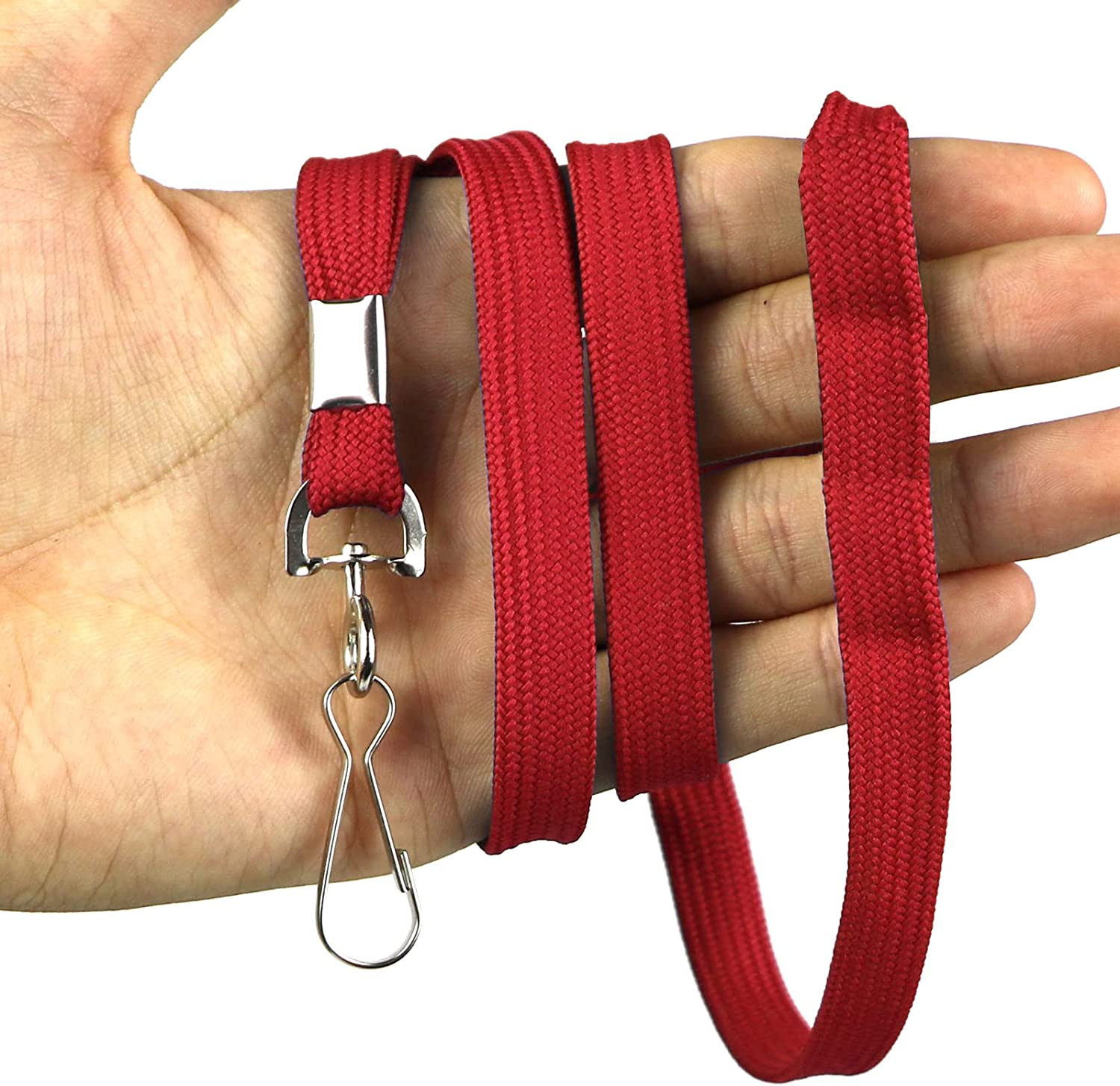 Lanyards 100 Pack Red with Swivel Hook Clips for ID Name Badge Holder