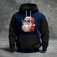 thumbnail image 2 of Men Hooded Sweatshirt Long Sleeve Pullover Santa Claus Graphic Print Casual Loose Fit Kangaroo Pocket Drawstring Design Black L, 2 of 5