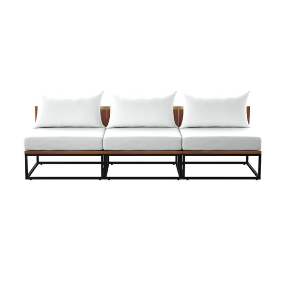 SEI Furniture Taradale Modular Outdoor Sofa with Cushions in White