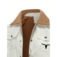 thumbnail image 2 of Men's casual heavyweight cotton-polyester jacket with buckle closure, multiple pockets and bull head logo - solid color autumn and winter coat, 2 of 5